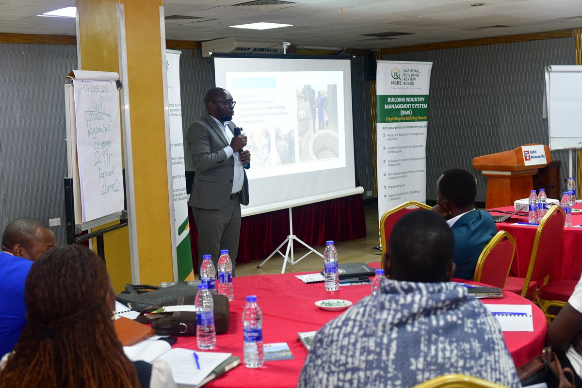 NBRBug's tweet photo. Eng. Dr. Swaib Semiyaga from @Makerere presented findings from the study on the use of Biodigester Technology in Uganda.

The presentation examined the performance of biodigester toilet systems, associated soak pits, commercial additives, design modifications, wastewater quality, sludge characteristics, soil infiltration and system performance under field and laboratory conditions.

#SafeBuildingBetterLiving