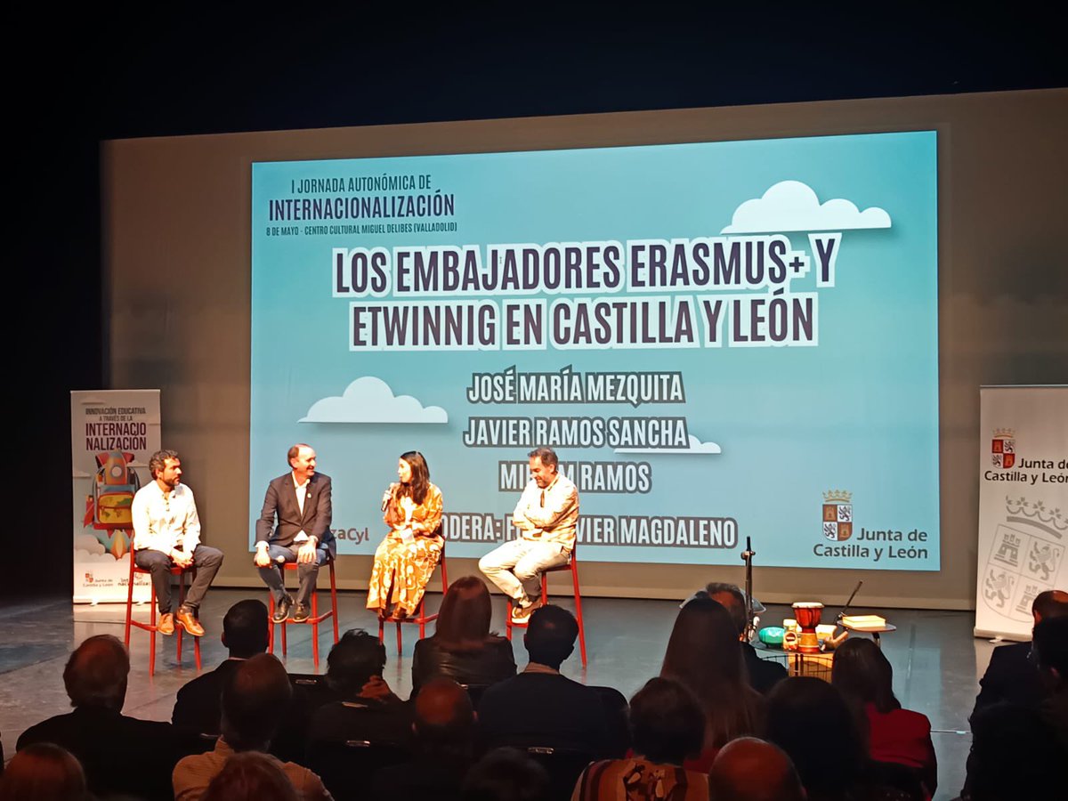 eTwinning_CyL's tweet photo. Nuestros embajadores @eTwinning_es 
Mesa redonda con Embajadores #Erasmus+ y #eTwinning con
@javiramossancha
@rsmiriam
, José María Mezquita y
@fjmagdafuente
@eTwinning_CyL
@eTwinning_es
@SNA_eTwinning
#internacionalizacyl https://t.co/TBCBC1HAbS