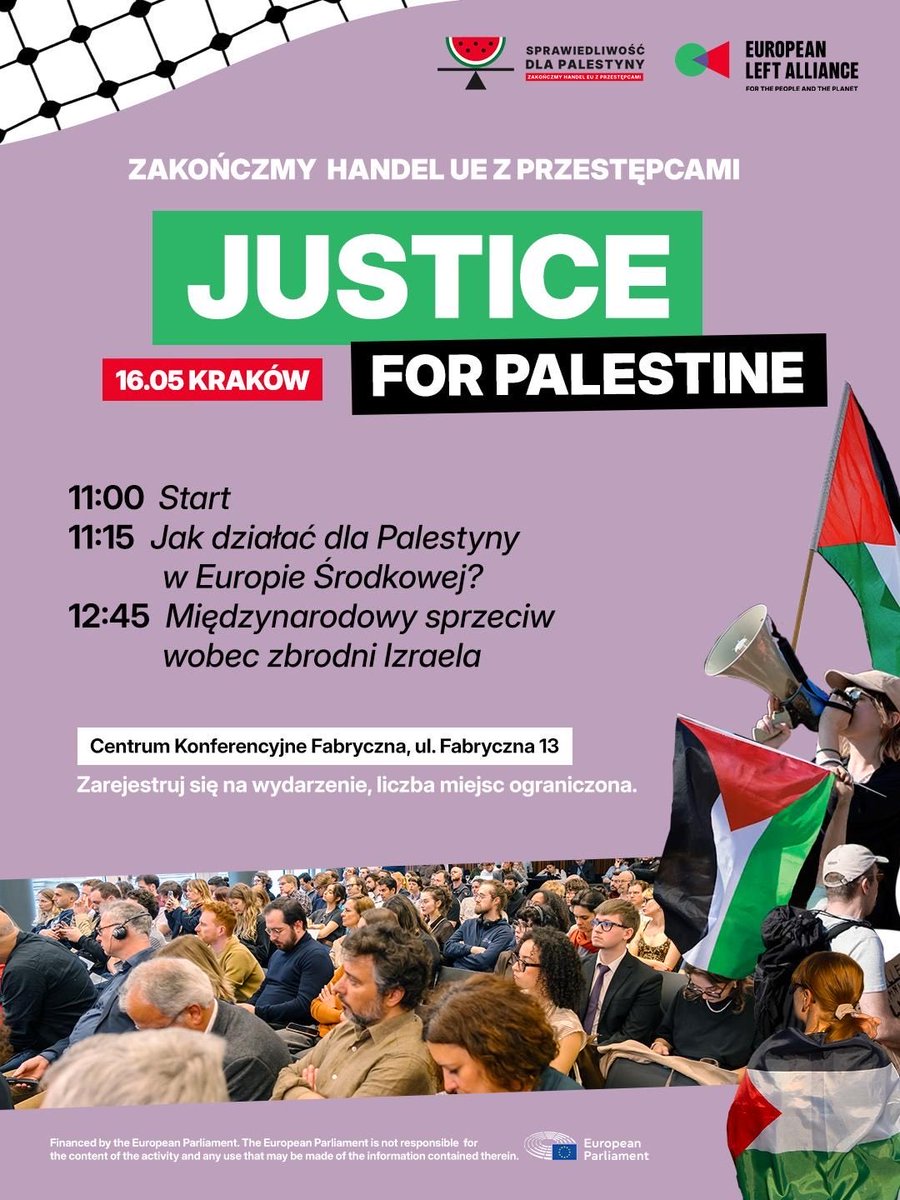 dlaPalestynyEU's tweet photo. Zapraszamy na wydarzenie organizowane przez European Left Alliance (ELA) poświęcone inicjatywie „Sprawiedliwość dla Palestyny”.

Zarejestruj się za darmo na wydarzenie. Liczba miejsc ograniczona. Link w wątku! https://t.co/ENGWOrPL1a