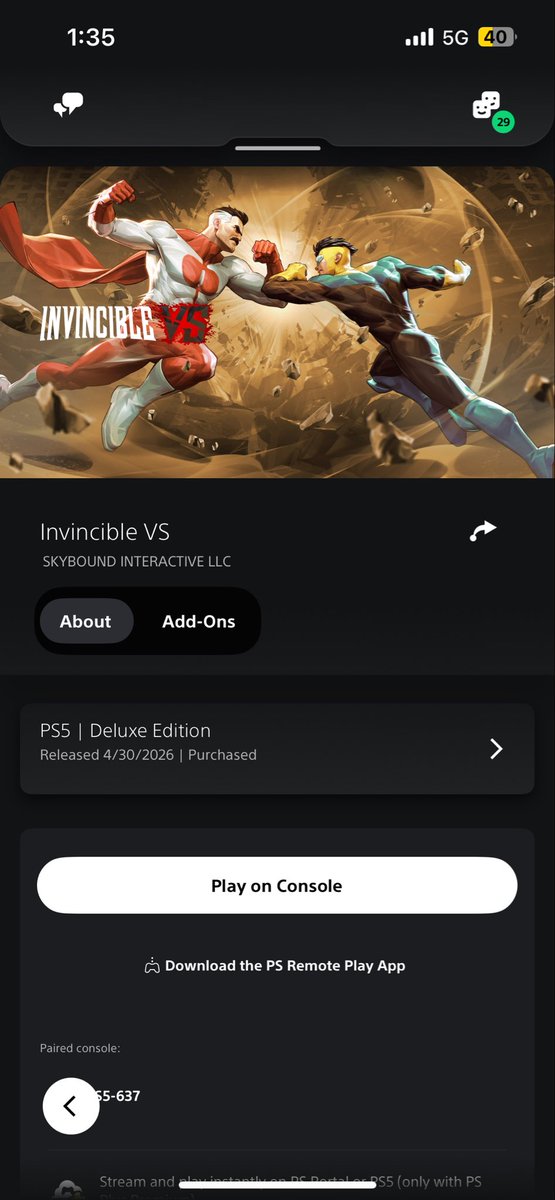 MaxwellStewart_'s tweet photo. @InvincibleVS Yo I still don’t have the Omni man beta skin for ps5 I played the beta got the deluxe version and still don’t have beta is there something I need to do?? Or do I have to get a whole new account https://t.co/wEQex2jk61