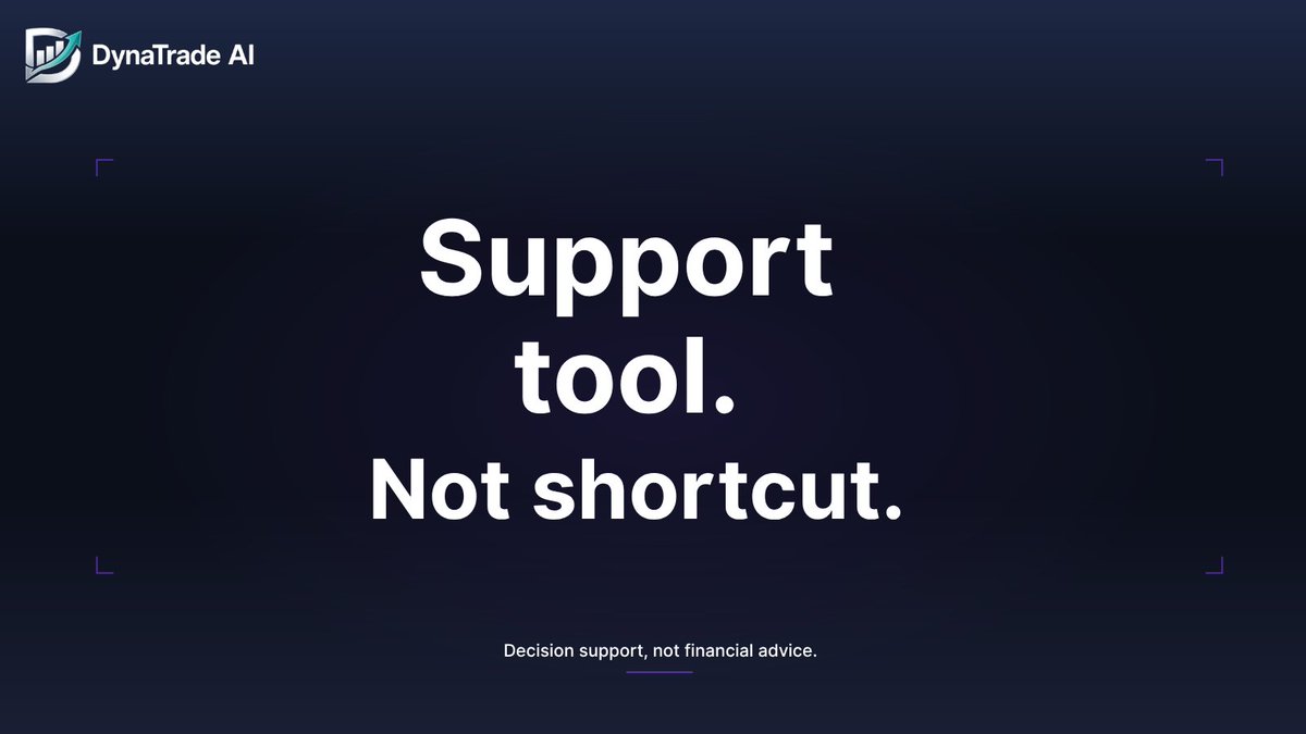 DynaTrade_AI's tweet photo. There's no version of trading where the hard part disappears.
Anyone selling you a shortcut is selling you a story. Dyna Trade AI doesn't pretend to remove the work  it organizes it. It makes setup logic easier to read, so the time you spend thinking is spent on the right things.
A clearer frame doesn't replace your judgment. It supports it.
👉https://t.co/tF7N9ksNtg