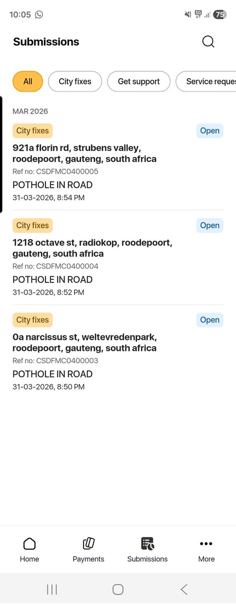 DayalanLFC's tweet photo. Captured over a month ago @DadaMorero --- are you able to urgently help sir ? @CityofJoburgZA @Lesufi --- roads have gotten worse since this request over a month ago 🙏🙏🙏 https://t.co/2tsY6dY15m