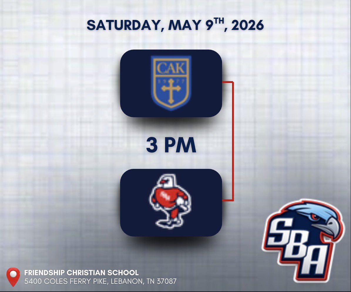 SBASoftball1's tweet photo. This Saturday:  join us as we take on CAK - at Friendship Christian in Lebanon.  @athleticsSBA @MitchMmcdaniel @wendellsjr_ @memphispreps @johnvarlas https://t.co/MEkElKrnZ0