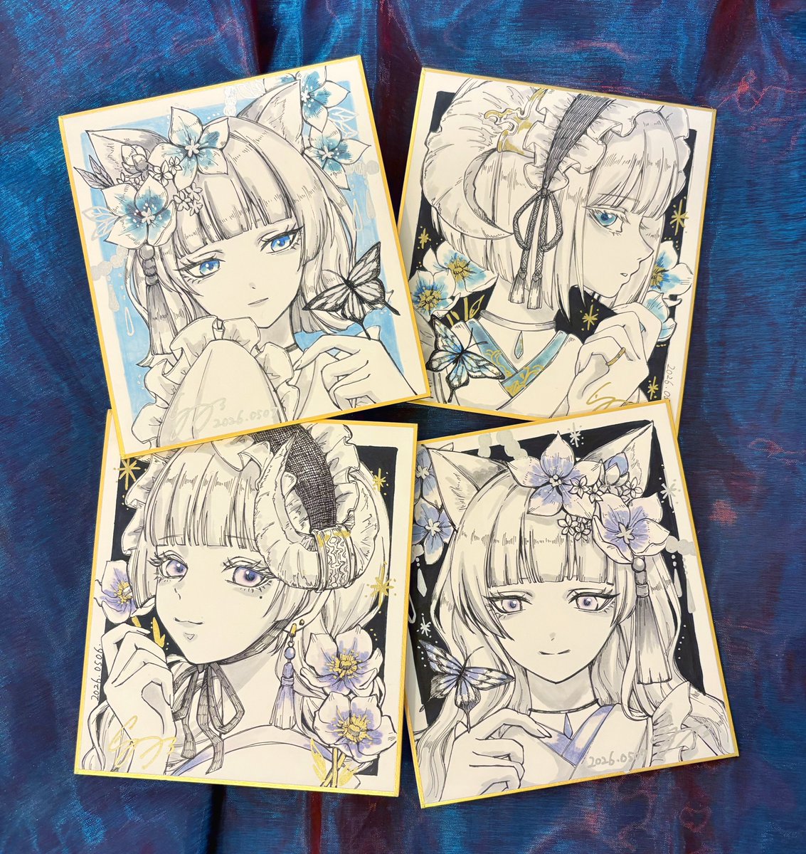 ★hide ファンアート色紙　墨絵（原画） ⟡.·Drawing 原画色紙⟡.· 40degrees japanにて販売いたします. どの子