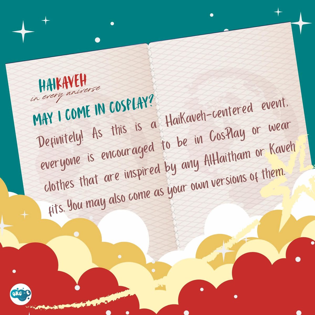 org_e_vents's tweet photo. We know you're excited!
Here's our first batch of #HaiKaveh in Every Universe FAQs about the event's theme and concept.
More details will be posted later so stay updated!
#kavehtham #alhaitham #kaveh #eventsph #genshinimpact https://t.co/p27iLVy8E3