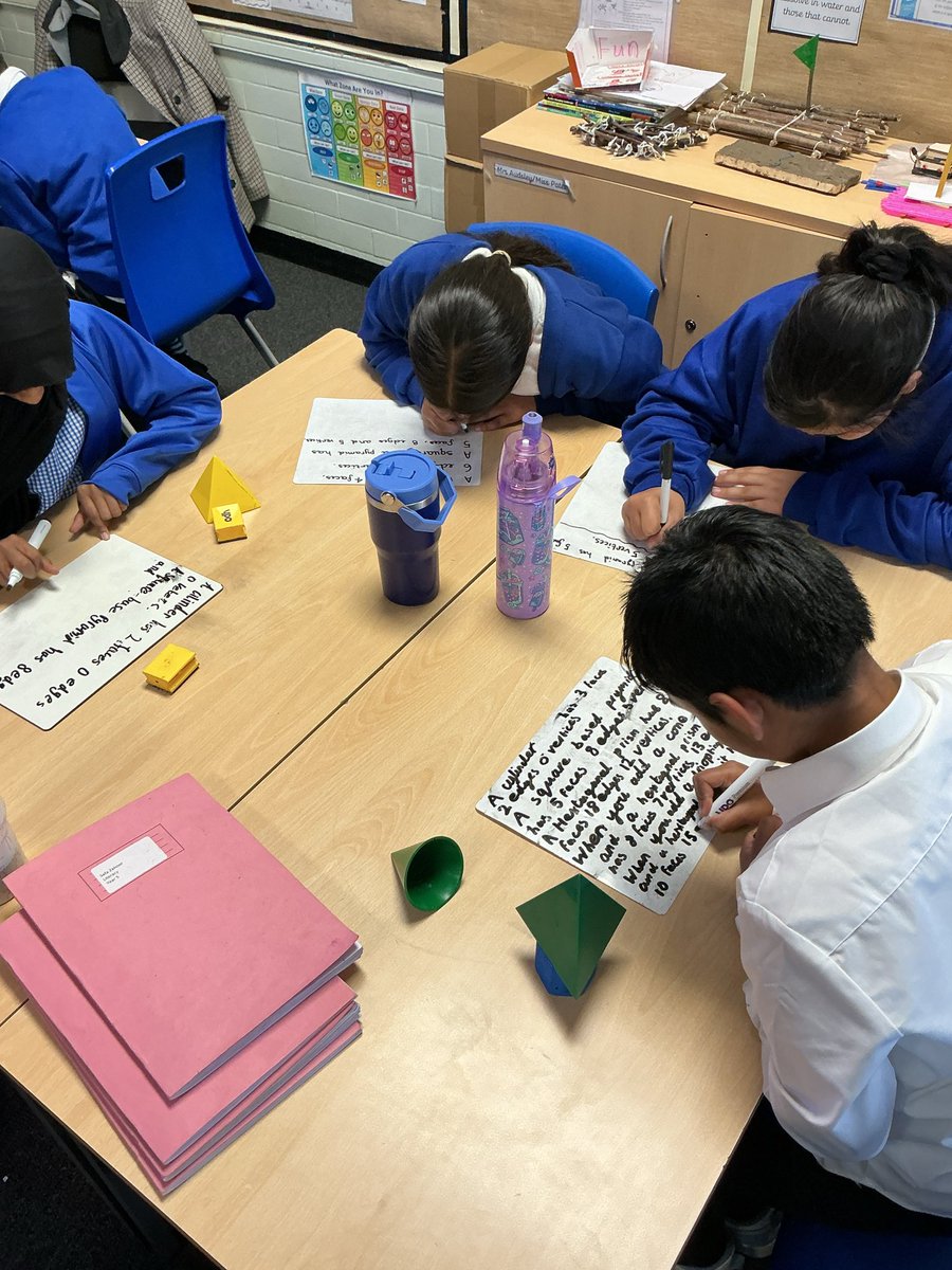 carltonj_i's tweet photo. Year 5 had a fantastic hands-on maths lesson today exploring 3D shapes! We investigated their properties, faces, edges and vertices using practical resources to deepen our understanding. Great teamwork, discussion and mathematical thinking all round! #Maths #PracticalLearning https://t.co/wgx555kNnD