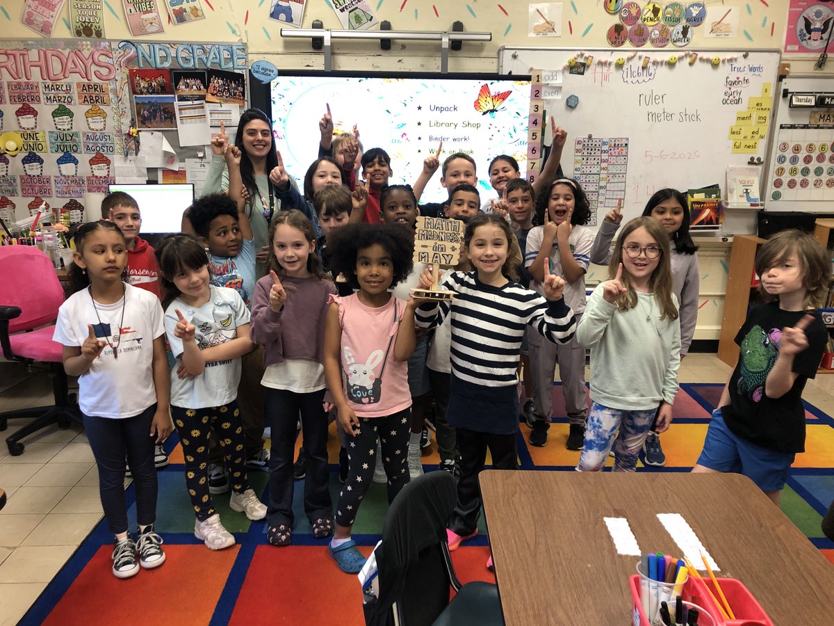 PrincipalWalley's tweet photo. Celebrating fact fluency at Morse School! Mrs. Tucek's Class was the winner of the 1st fluency challenge in May! Each Monday morning in May students demonstrate their knowledge of addition and subtraction facts. Principal Walley added Mrs. Tucek's Class to the trophy! https://t.co/WAOmDX6D7f