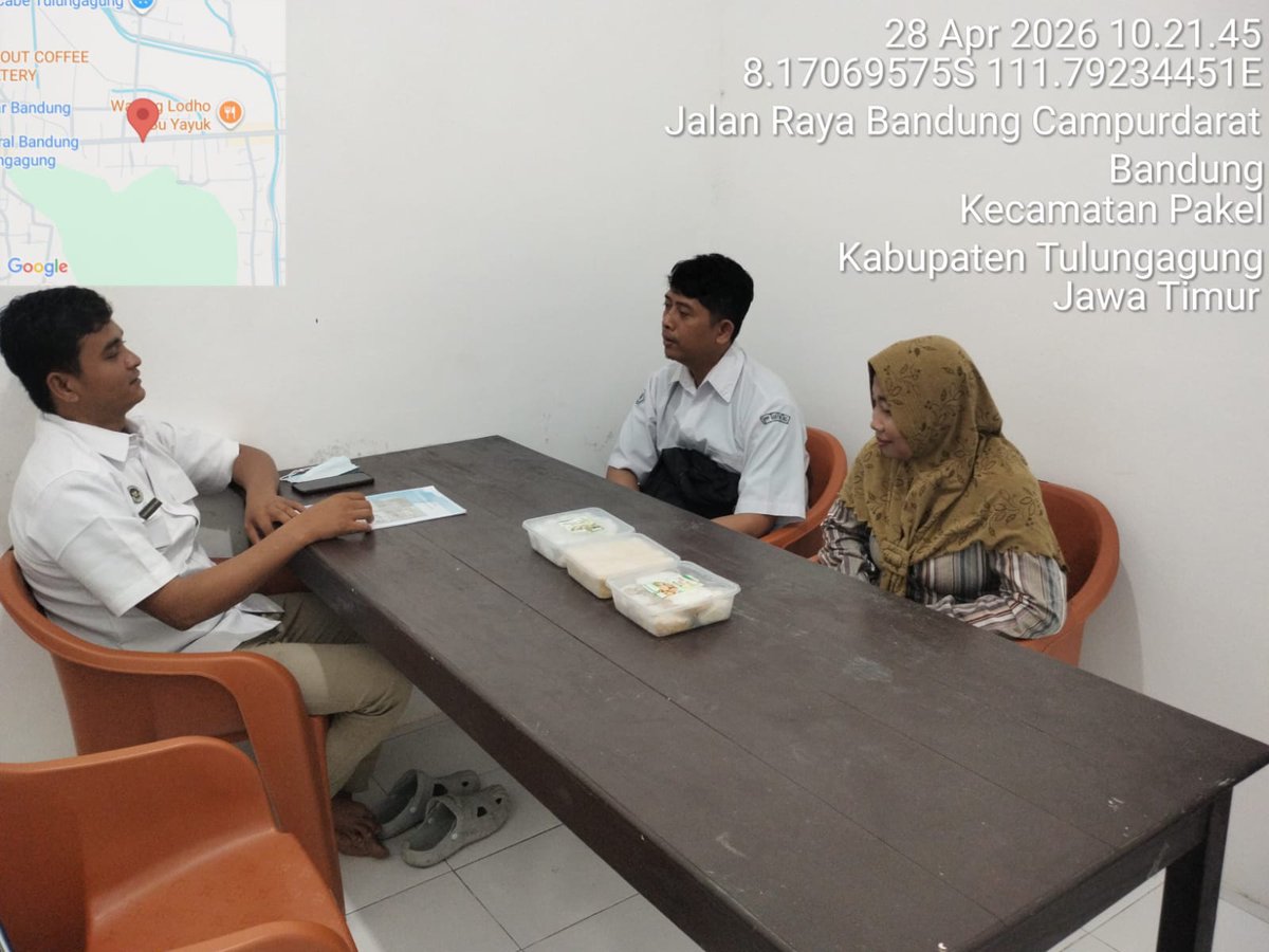 AinnalMuttaqin's tweet photo. Selasa,(28/4/2026) Ainnal M Luhkan Tulungagung Pendampingan kerjasama pemasaran poklahsar Binasari Adhimukti pada SPPG Suruhan Kidul Kecamatan Bandung Tulungagung dan belum ada orderan
@bppsdm_bp3bwi 
@bppsdm_kp https://t.co/0c3Ct1xhfx