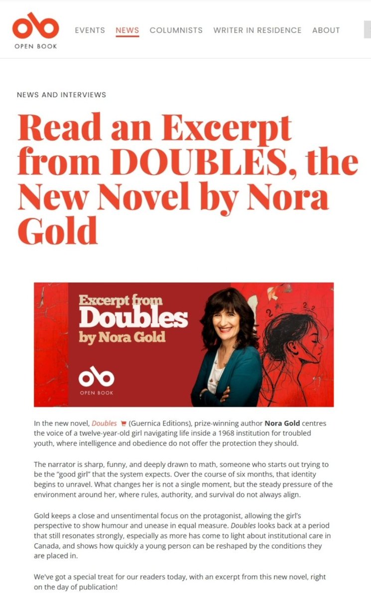 NoraGold's tweet photo. An excerpt of DOUBLES just came out in
@OpenBookON !📖 I hope you enjoy it! https://t.co/7UVYnNLXc6
@guernicaeditions #bookstagram #books #booknow #excerpt #BookExcerpt #novella https://t.co/KrslKUQ5VN