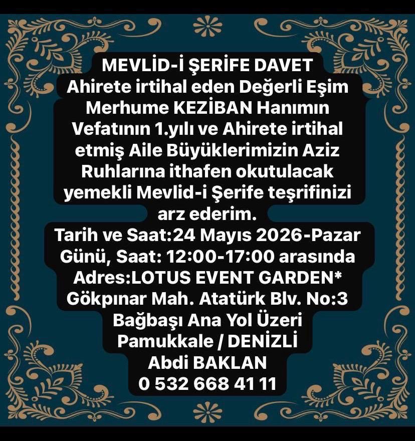 558d84cf's tweet photo. DEĞERLİ DOSTLARIMI MEVLİD-İ ŞERİFİMİZE BEKLERİM… https://t.co/tUixu2GAKT