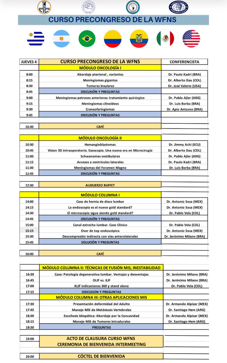 CUdelar's tweet photo. Los invito a acompañarnos.
32 invitados internacionales. 54 conferencias sobre temas variados de la patología Neuroquirúrgica. https://t.co/PSx6V6knMU https://t.co/KD8Ff0bNMl