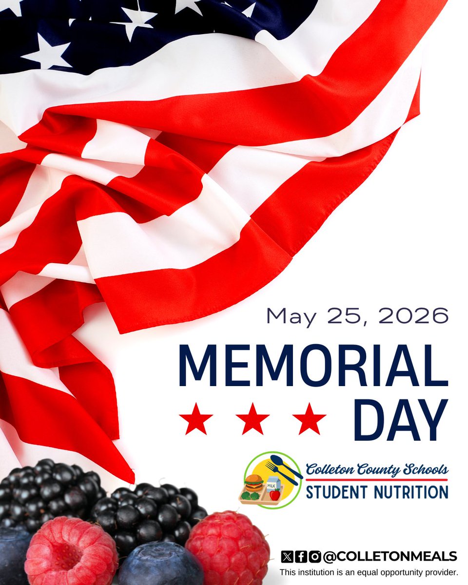 ColletonMeals's tweet photo. In memory of many, in honor of all. Wishing you a meaningful Memorial Day as we pay tribute to our heroes.

@ColletonSchools #Colletonsc #Colletonsouthcarolina #Colleton #scschools #Colletoncounty #Colletoncountyschooldistrict https://t.co/5X3N5ki7U4