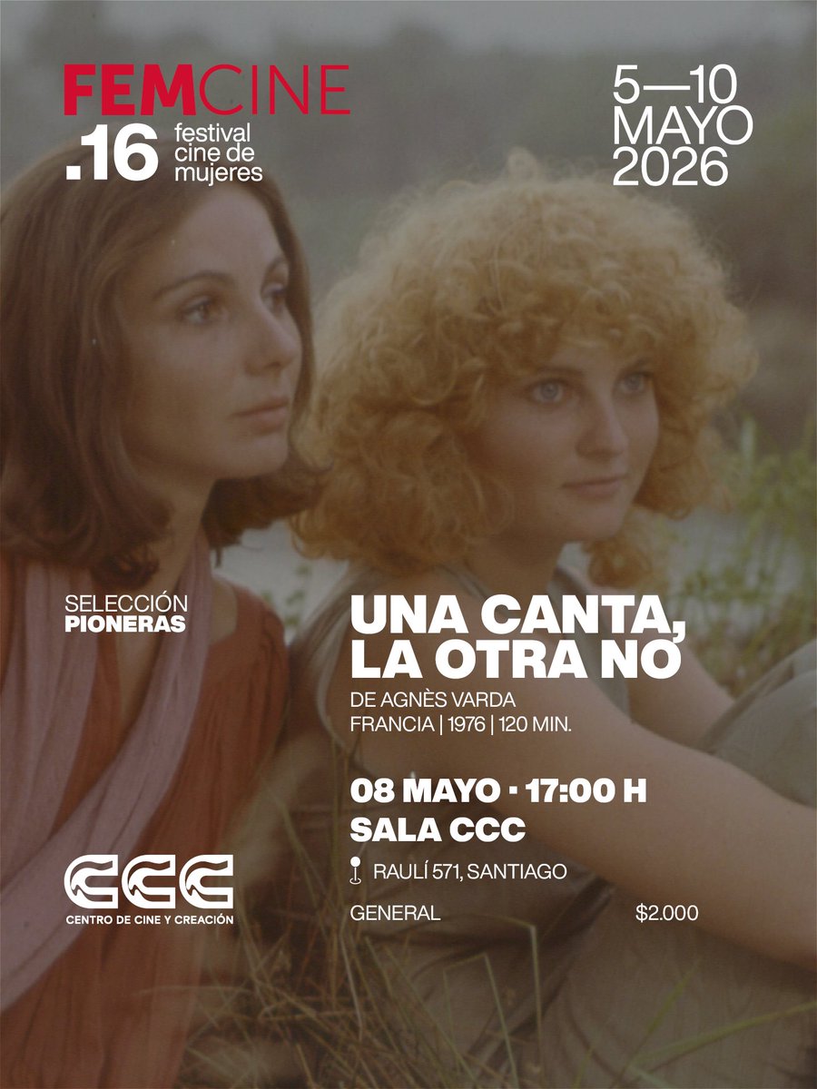 FEMCINE's tweet photo. Pioneras: Una canta, la otra no de Agnès Varda llega en exclusiva a la cartelera de CCC como parte de la programación de FEMCINE 16. Es tu oportunidad de verla en pantalla grande 🎬

Entradas disponibles en https://t.co/yqoZMON7sp https://t.co/qbbwBVEo3Q