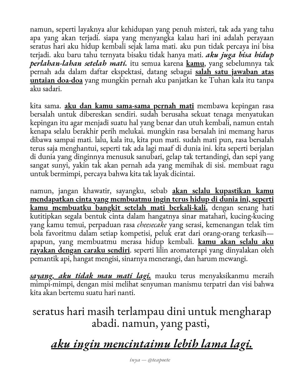 tw // mention of death, suicide

perayaan seratus hari hidup setelah mati (aku ingin mencintaimu lebih lama lagi)