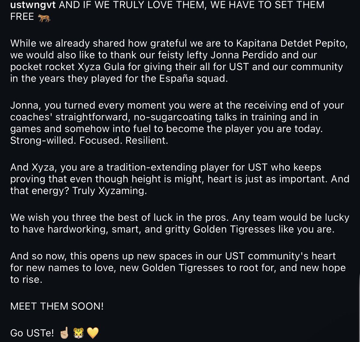 espanadapitan's tweet photo. Habang nasa live si Det, walang kamalay malay sa emotional tribute sa kaniya/la. 😆

Hay, see you sa pros Det, Jo, Xy! #GoUSTe forever! https://t.co/kKz83ZWFt1