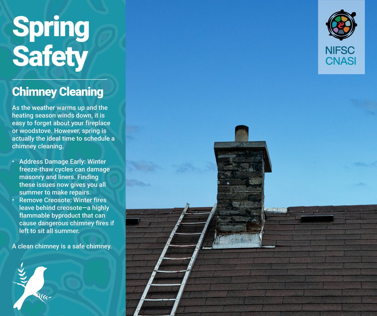 NIFSC_CA's tweet photo. As the weather warms up and the heating season winds down, now is the ideal time to schedule your chimney cleaning. Addressing soot buildup or structural damage during the spring and summer ensures your home is safe and ready before the cold returns.
#SpringSafety #FirePrevention https://t.co/5K5noWivwF