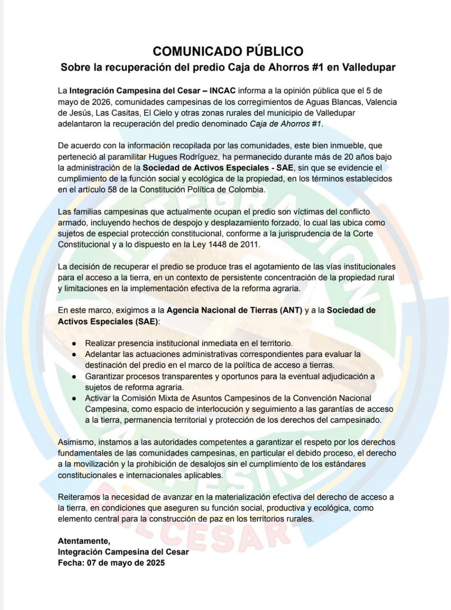 Integración Campesina del Cesar tweet media