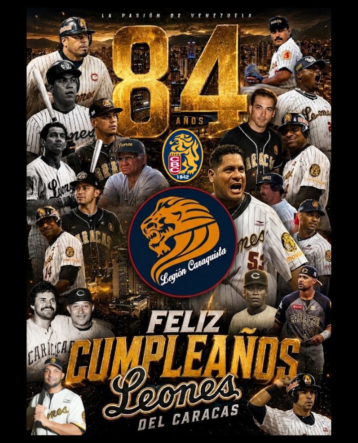 Tal día como hoy, 7 de Mayo de 1942, se fundó nuestro amado equipo LEONES DEL CARACAS. 🎉⚾️🎊🦁

¡Feliz Cumpleaños Equipo! 🚀🚀🚀

¿Cuál ha sido el juego que más recuerdan de éstos 84 años de Gloria y su Top 5 peloteros favoritos?

#SomosLegión 🦁😎🔥