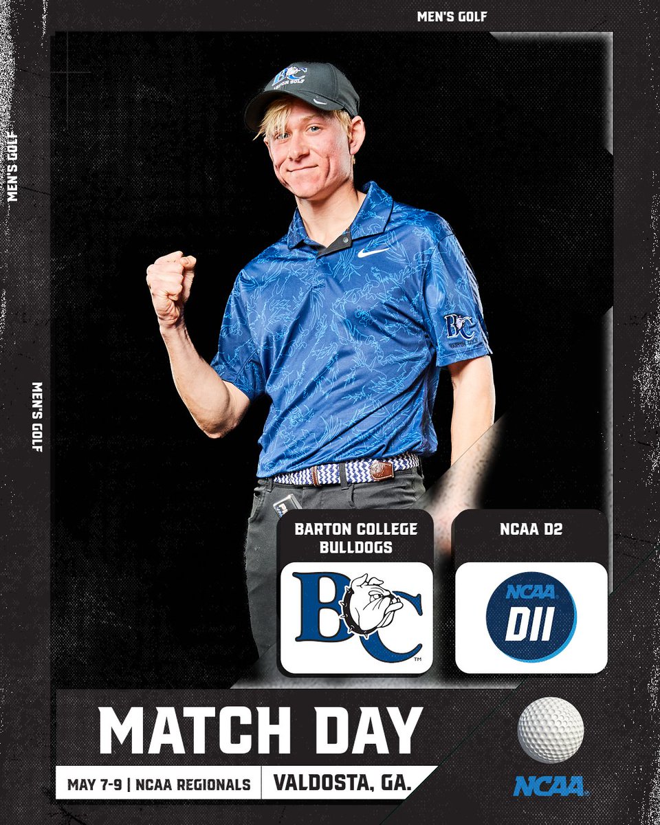 BartonAthletics's tweet photo. MATCH DAY!
⛳️🏌️♂️: 2⃣0⃣2⃣6⃣ @NCAADII South/Southeast Regional Championship
📍: Valdosta, Ga. (Valdosta Country Club)
📆: Thursday, May 7⃣-Saturday, May 9⃣
📊: https://t.co/4WeEtbKzLy
#BartonBold . #BCBulldogs . @BCgolfteams . @barton_golf . @ConfCarolinas https://t.co/mGFbm9gP09