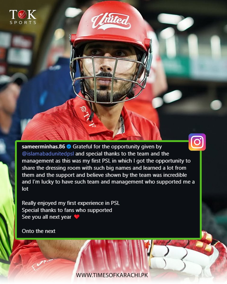 TOKSports021's tweet photo. “This was my first PSL, in which I got the opportunity to share the dressing room with such big names and learned a lot from them,” Cricketer Sameer Minhas reflects on his first PSL season.
#TOKSports #SameerMinhas #PSL11 https://t.co/eFS4C4D36n