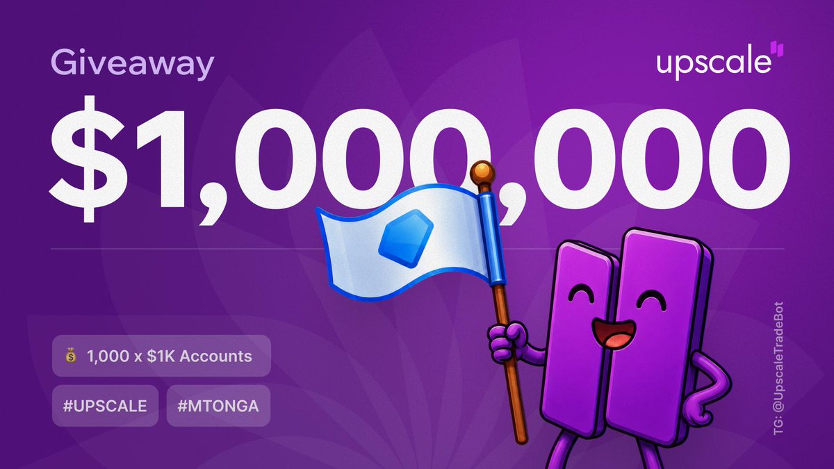 🚀 HUGE $1,000,000 GIVEAWAY | 3 days only

Let’s celebrate the unstoppable TON &amp; Telegram synergy. Less than 1 minute to enter 👇

1️⃣ Follow <a href="/UpscaleTrade/">Upscale</a>
2️⃣ Like + RT 
3️⃣ Register on Upscale using your Telegram account (link in replies)
4️⃣ Drop your Upscale ID in replies
5️⃣ Get