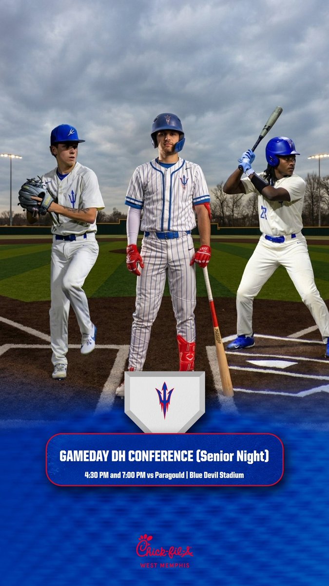 WM_BlueDevils's tweet photo. ⚾️ GAMEDAY ⚾️

Two Big Conference Games at Home and Senior Night !! 

It’s a Great day to be a Blue Devil.  Come out and support your Blue Devils. 

🆚- PARAGOULD (V,V) 

📍- West Memphis, AR

⏰- First Pitch: 4:30 PM 

🗓️- May 7th https://t.co/Sj4kqnB5Tg