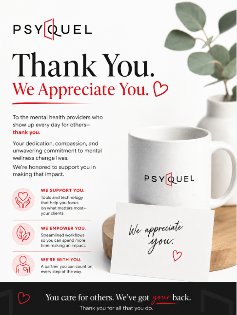 psyquel's tweet photo. 💙 Thank you to our Mental Health professionals! 🧠✨
We appreciate all that you do — today and every day. 

Visit: https://t.co/InhbbhwYHF
#BehavioralHealth #MentalHealthMatters #ThankYouProviders #Psyquel https://t.co/dXLJotij8m