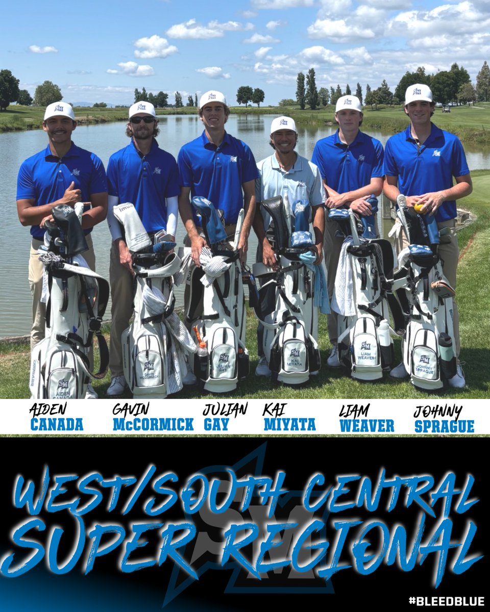 CSUSMgolf's tweet photo. Our men's team begins teeing off at the NCAA Division II West/South Central Super Regional at 8:20 a.m.! Go Low Cougs!

#BleedBlue
📍Stockton, Calif.
📊 https://t.co/p49nQyRfpV https://t.co/M9Qmthw5el