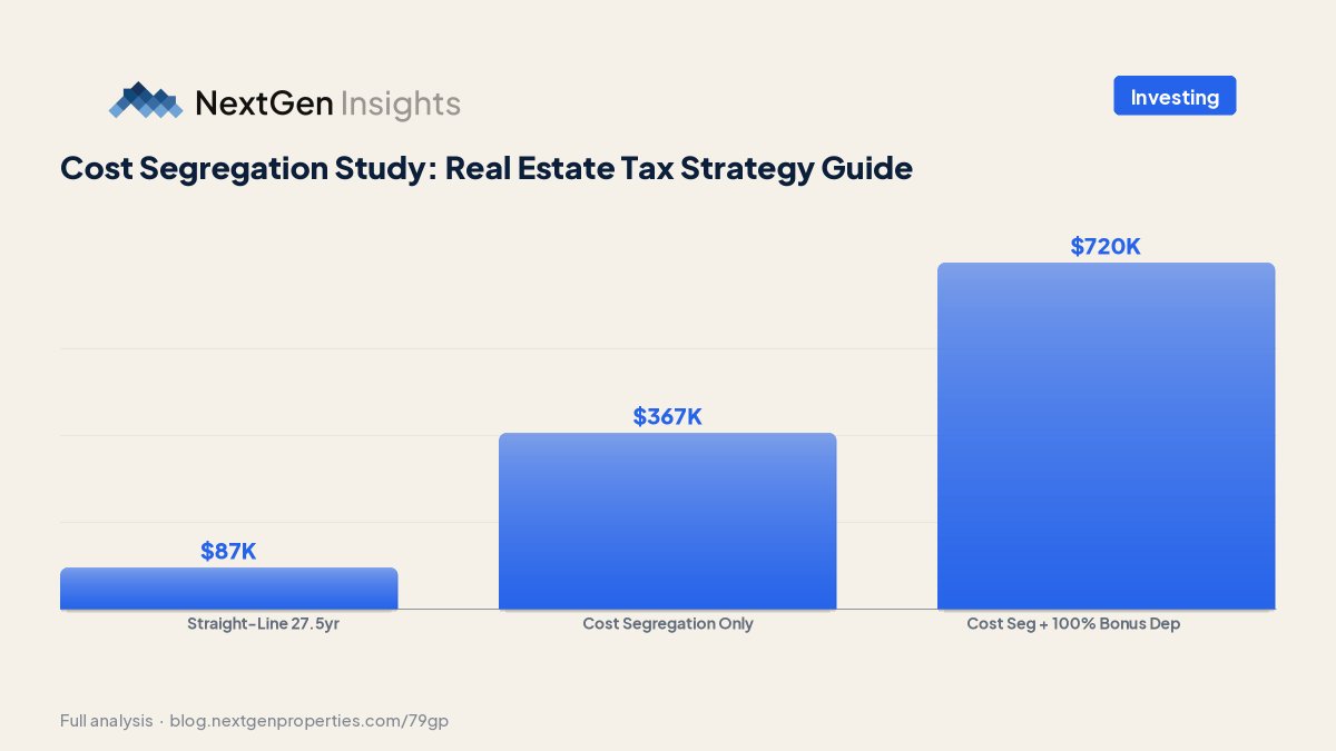 nextgenprops's tweet photo. Cost segregation can turn 27.5-year depreciation into 5-7 year deductions. High-income investors often see first-year tax benefits worth 3-5x the study cost 📊 https://t.co/wlKorTXzty #NextGenProperties #TaxStrategy #RealEstate https://t.co/ZPMoiBaAxK