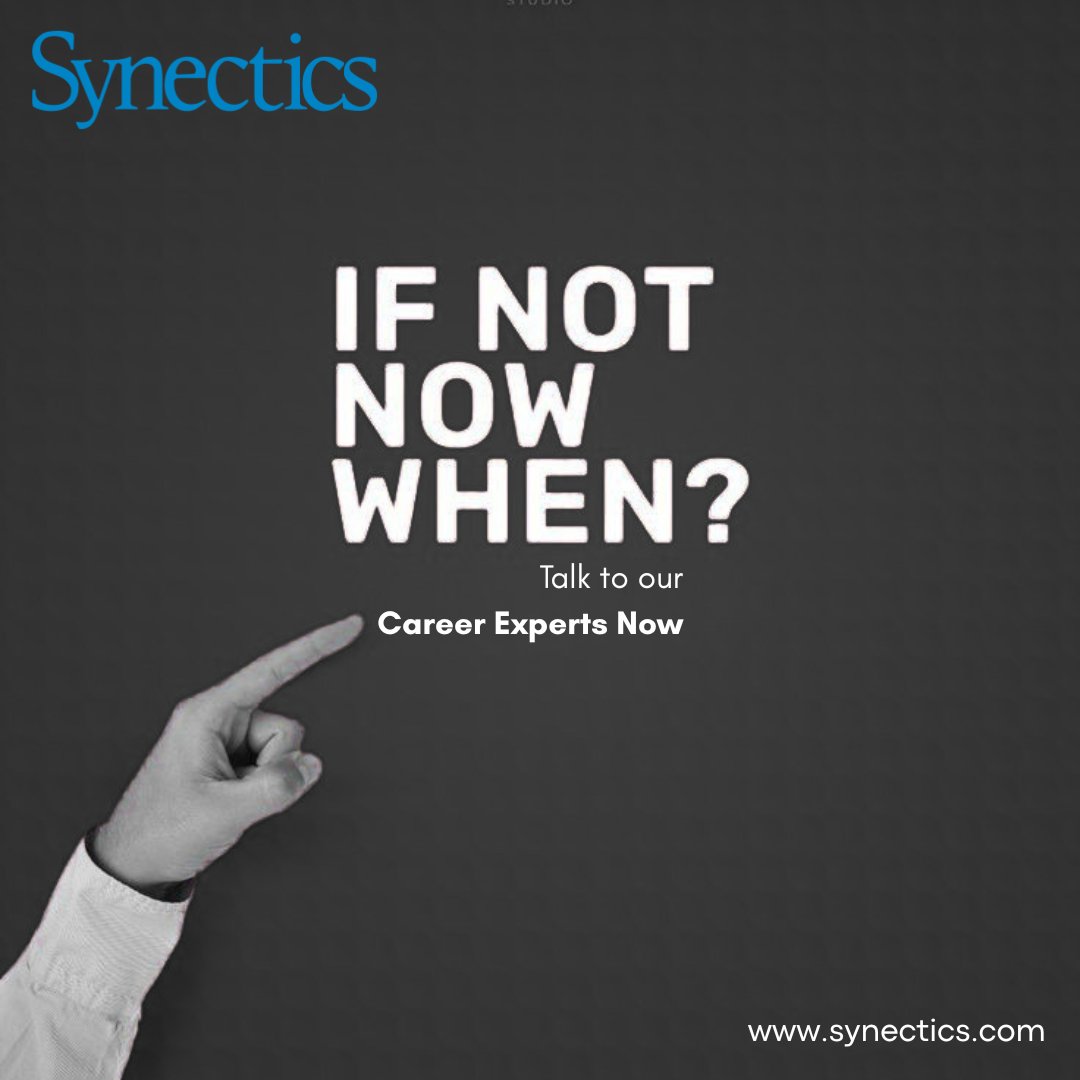 SynecticsInc's tweet photo. The right opportunity could be one conversation away. Whether you're looking for your next role, a better work environment, or a fresh start — don’t wait for the “perfect time.”

Talk to our career experts today and take the first step toward what’s next. https://t.co/YkcleggGCW