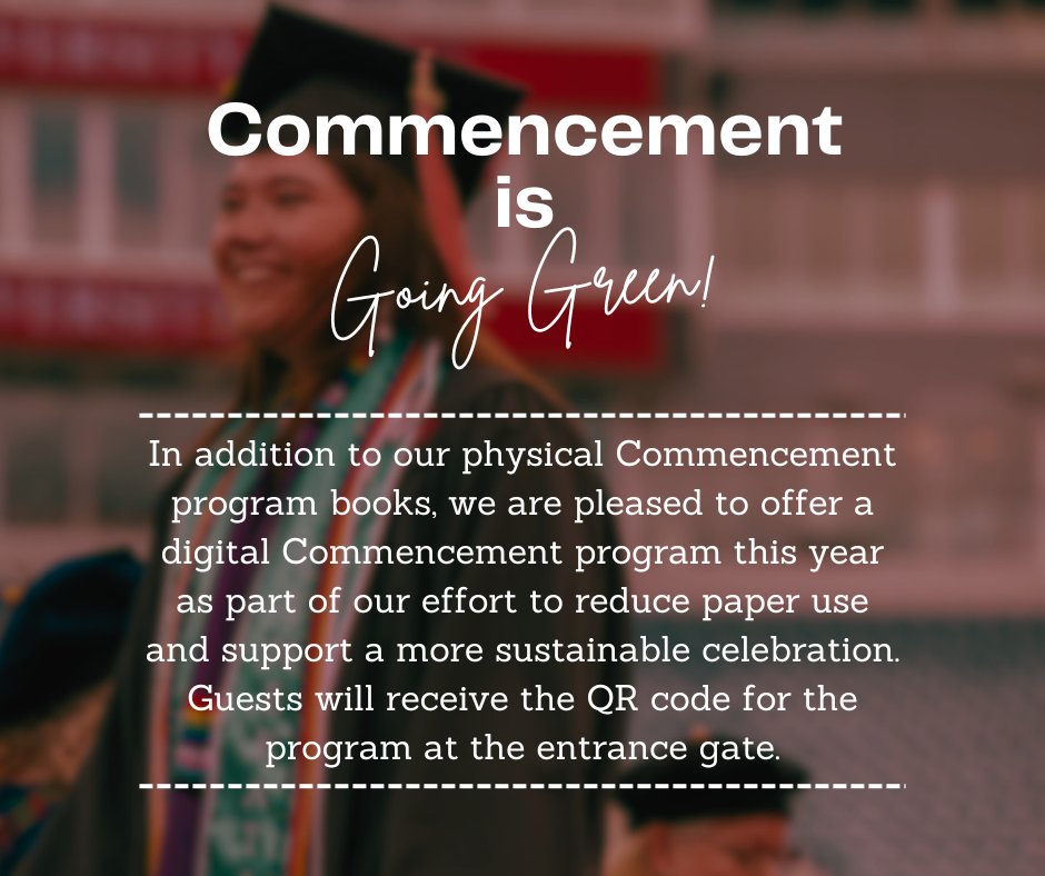 BSUCommencement's tweet photo. We’re going green this Commencement! 🎓🌿
Alongside printed programs, we’re offering a digital version to help reduce paper use and support a more sustainable celebration.
Scan the QR code at the entrance gate to view 📱✨ #BSUGrad26 https://t.co/MxDgPsd8Vh