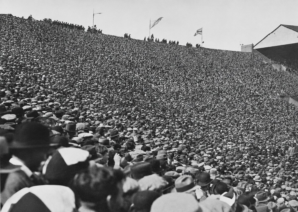 A sea of standing at Wembley Stadium for the 1933 FA Cup final. Those ...