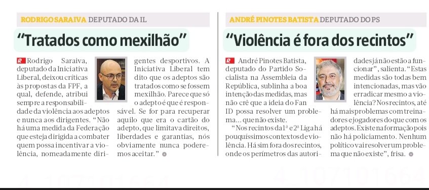 94OnMyWay's tweet photo. Quem diria, o deputado do PS contra mais repressão nos estádio. O mesmo PS que criou o cartão do adepto. Desconfio, mas resgisto a mudança.
O da IL, mantem a linha e defende os adeptos das ideias Orwellianas.
Resta saber se alguém terá coragem para apoiar a vergonha do Proença. https://t.co/0bLlRbq2Vz