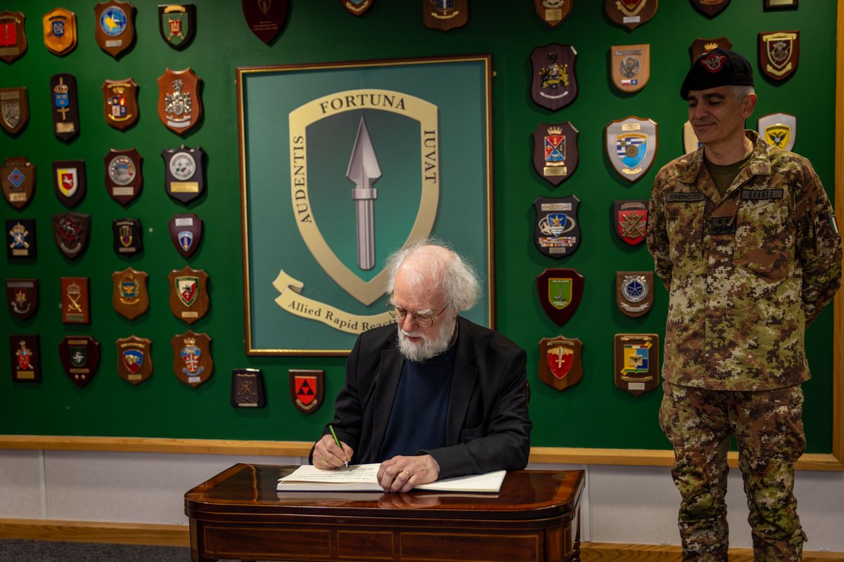 HQARRC's tweet photo. Yesterday HQ ARRC hosted Dr Rowan Williams, former Archbishop of Canterbury.

Dr Williams delivered a lecture examining faith, authority, and the interaction between religious institutions and political power. His insights reinforced the importance of cultural and moral awareness in developing a more comprehensive understanding of adversaries and the operational environments in which they operate.
 
Professional military education engagements such as this strengthen our ability to think critically, operate effectively, and maintain a broader perspective across the spectrum of modern conflict.

#WeAreNato #StrongerTogether