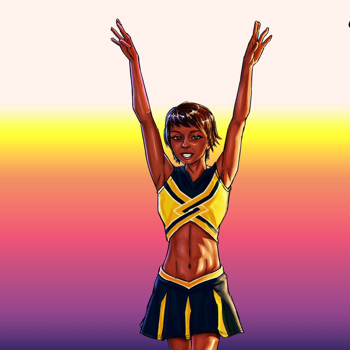 CreepyLegend57's tweet photo. Queen Bee Kelly from Summer Scent - a VN Game (I butchered the characters in the back 😅) @TheNaughtyCapt1 #summerscent #kelly #thenaughtycaptain #cheerleader https://t.co/FUewrbHggS