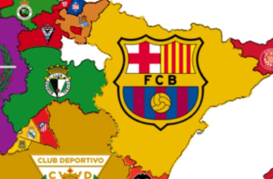 Simlmperialism2's tweet photo. Match 1175: Barcelona 🇪🇸 gets drawn next and moves west to play Burgos 🇪🇸. Barcelona wins 2-1 and takes the land as they now share a border with Real Madrid https://t.co/mijeKNVLU0