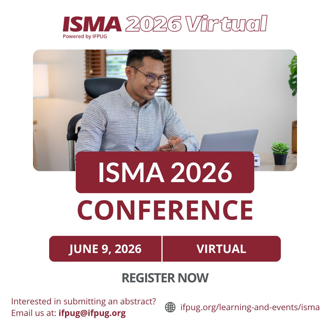 IFPUG's tweet photo. Registration is OPEN for IFPUG’s 2026 ISMA Virtual Conference! Join us on June 9, 2026, for a day dedicated to global networking, industry insights, and skill-building.

We are still accepting abstracts! Submit your proposal by May 15.

Register at: https://t.co/qoWTZZyry9 https://t.co/lwT1qKCNJw
