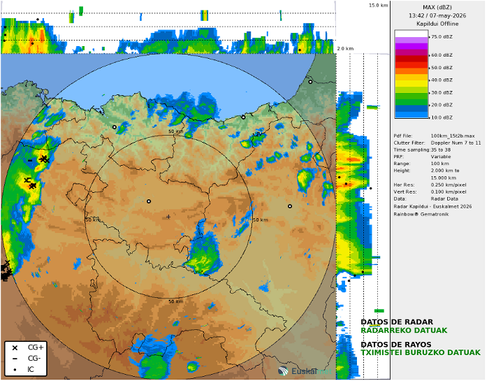 Euskalmet's tweet photo. #AbisuHoria #ekaitza
⛈ Zaparrada trumoitsu batzuk ari dira hurbiltzen Karrantzara.
⛈ Se están acercando algunos chubascos tormentosos hacia Carranza. https://t.co/gHzhQnsK3m