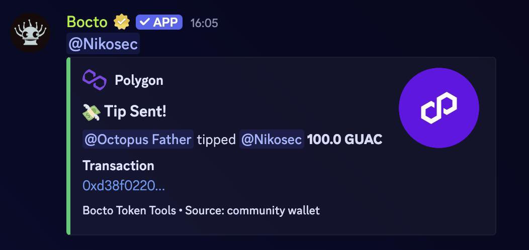 BoctoWeb3's tweet photo. $GUAC by @TheTacoTribe is now supported by our tipping plugin along with raffles and airdrops. https://t.co/JsiPdiBMhX