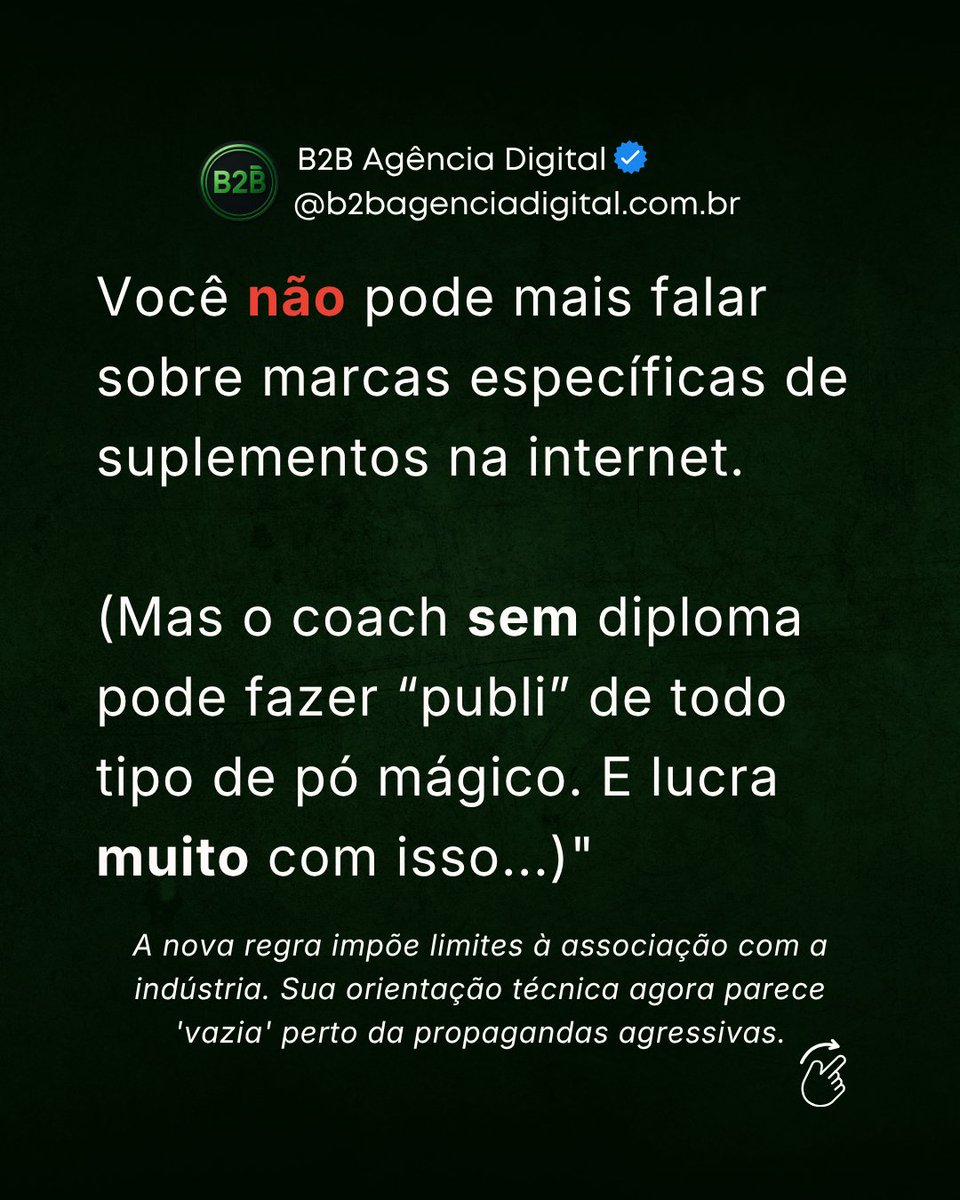 b2bagdigital's tweet photo. 🚨 O FIM DA NUTRIÇÃO NAS REDES SOCIAIS? Leia sobre a Resolução CFN 857/2026.

#criacaodesites #empreendedorismo #vendas #google #googleads #googleempresa #seo #trafegoorganico #sites #microempreendedor #metaads #googlemeunegocio #ia #nutricao #nutricionista #cfn857 https://t.co/xvybkUglgL