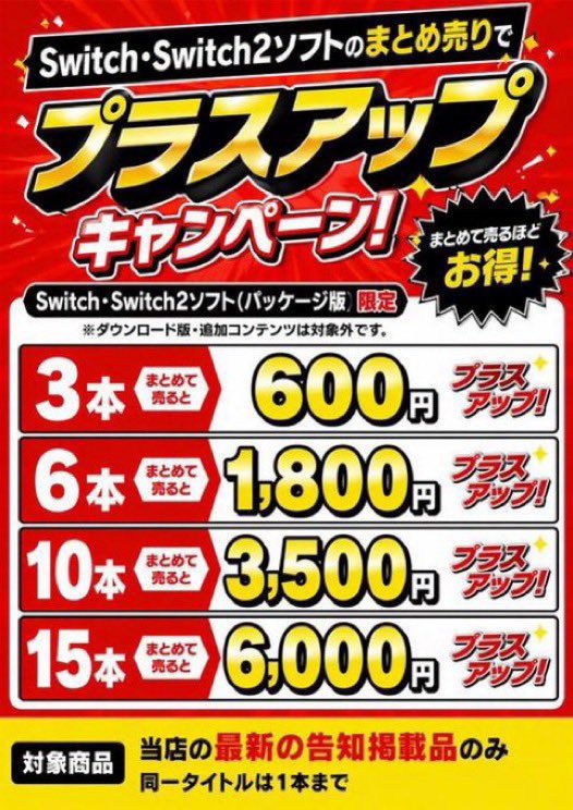 Switch2・Switchソフトプラスアップはじめます！！告知掲載品限定