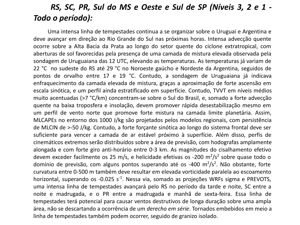 Previsão convectiva de hoje (07/05/2026), válida até 12Z de amanhã.