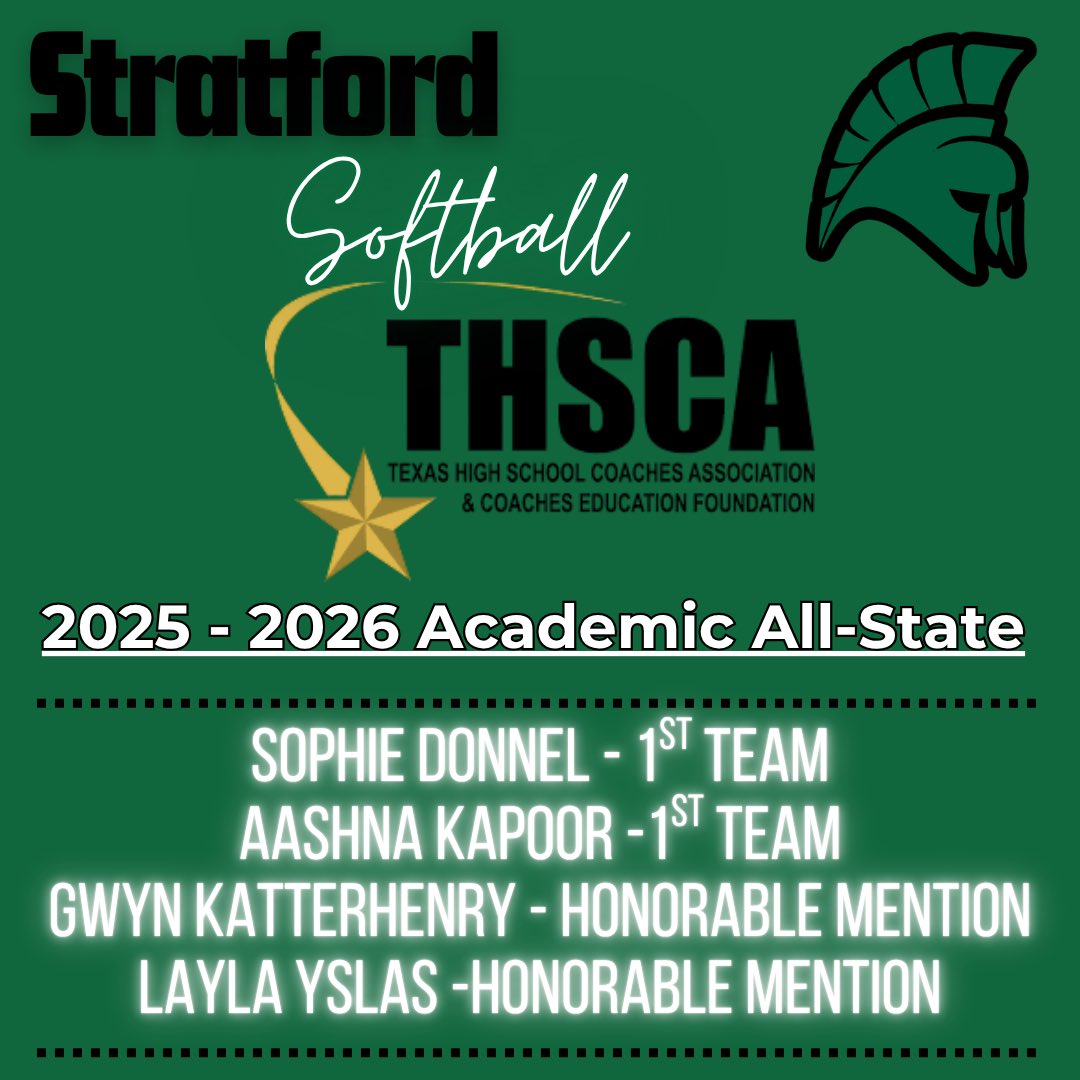 StratfordSBall's tweet photo. True definition of STUDENT ATHLETE. Congrats to our four seniors for being selected to the THSCA Academic All-State Team! https://t.co/wPyAVwXNXn