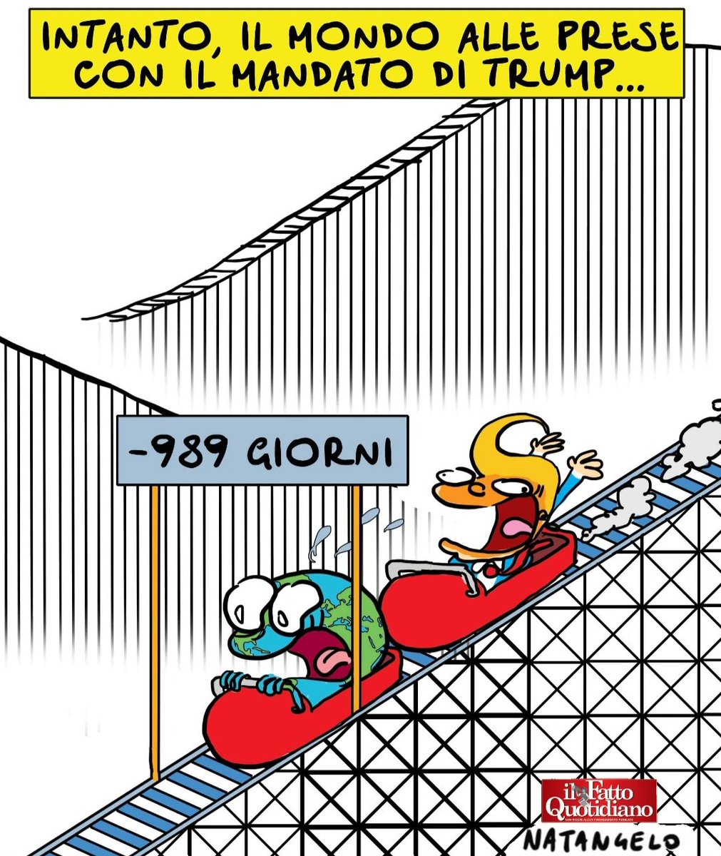 Solo altri 989 giorni così - la mia vignetta per Il Fatto Quotidiano oggi in edicola!

#trump #usa #satira #vignetta #natangelo
