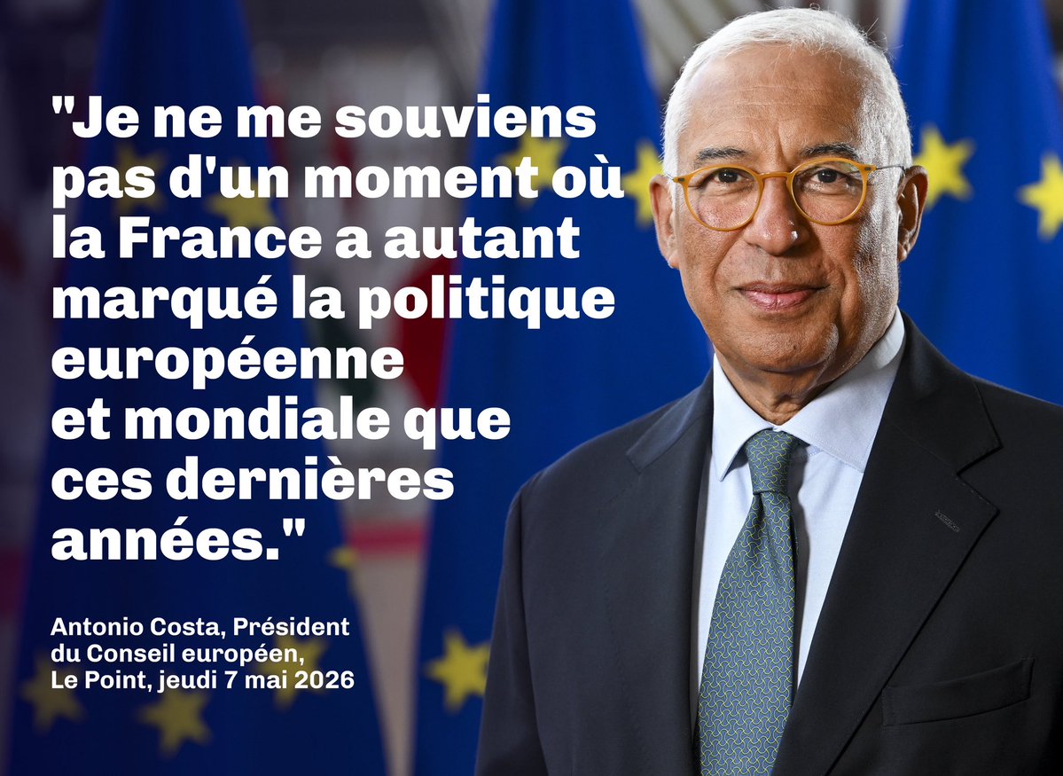 🇫🇷🇪🇺 « Une chose m’étonne : c’est le décalage entre la perception des Français sur le rôle de la France et du président Macron sur la scène internationale et européenne, et la réalité du leadership qu’il exerce. » <a href="/antoniocostapm/">António Costa</a> 
🗞️ <a href="/LePoint/">Le Point</a> : lepoint.fr/monde/antonio-…