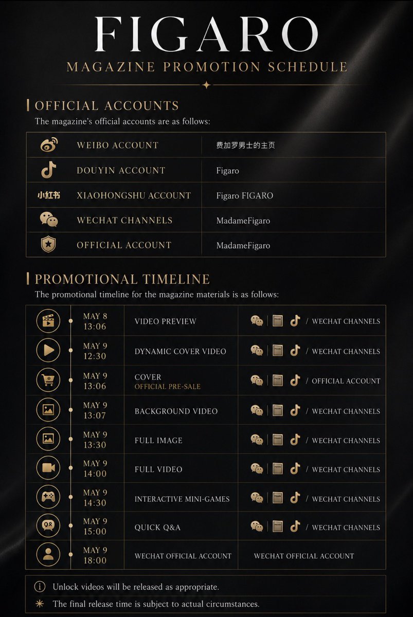 Figaro magazine promotion schedule for xixi n Zhaozhao