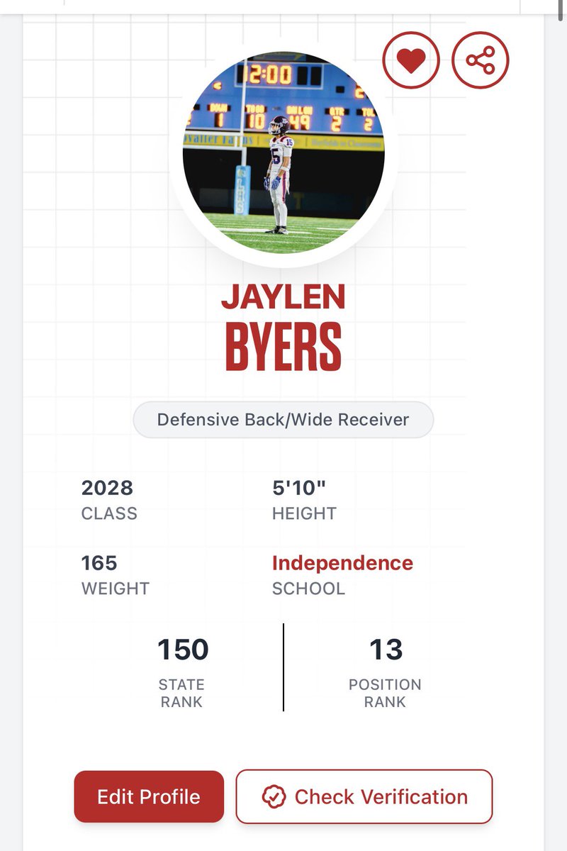 Thankful for my ranking to go up to 13th CB/WR in 28’ VA and 150 Athlete 28’ in VA 
<a href="/IndyHSFootball/">Independence HS Football</a> <a href="/rjwindows/">RJ Windows</a> <a href="/danteabsher3/">Dante Absher</a> <a href="/hollywoodhart22/">Jwhs_Coach_Hartman</a> <a href="/CoachDaily1/">Curtis Daily</a> <a href="/carljfred/">Carl Frederick</a> <a href="/VaPrepsRivals/">Virginia Preps</a> <a href="/WillVapreps/">Will Vapreps Garlick</a>