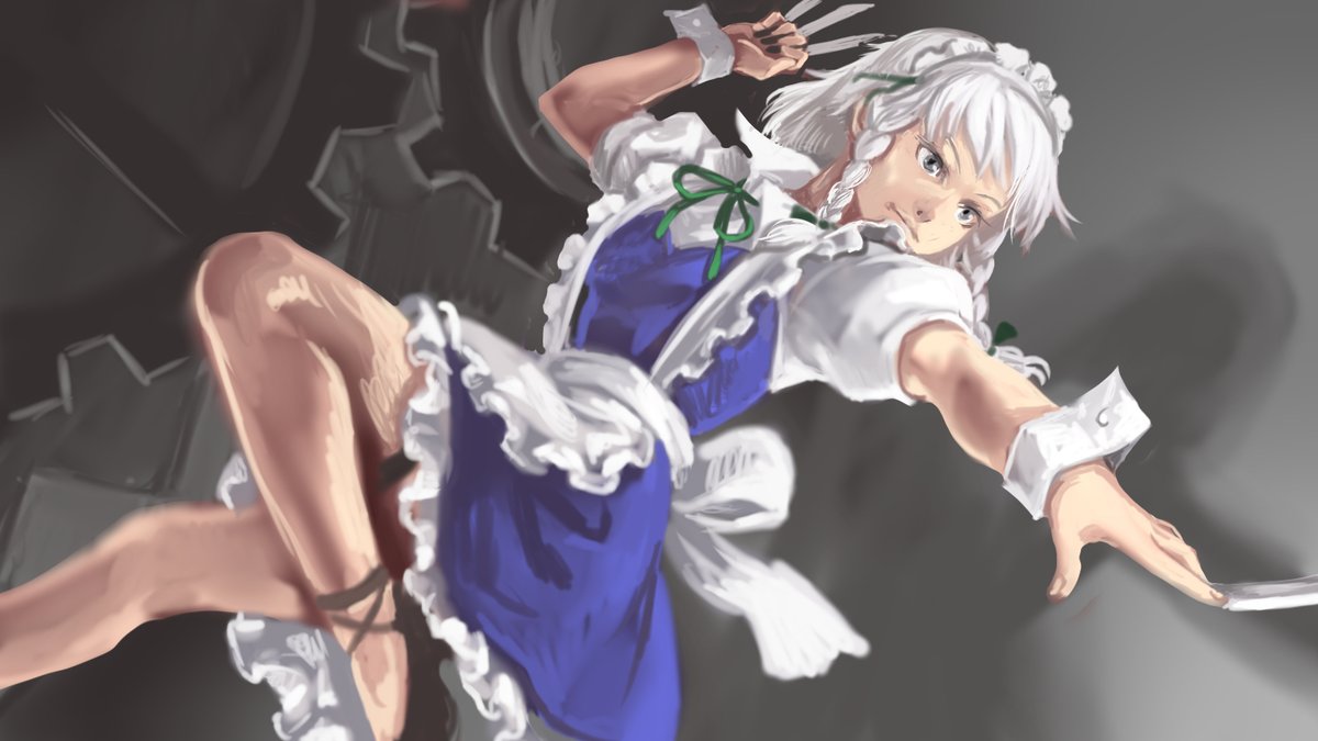 #深夜の真剣お絵描き60分一本勝負
咲夜さん