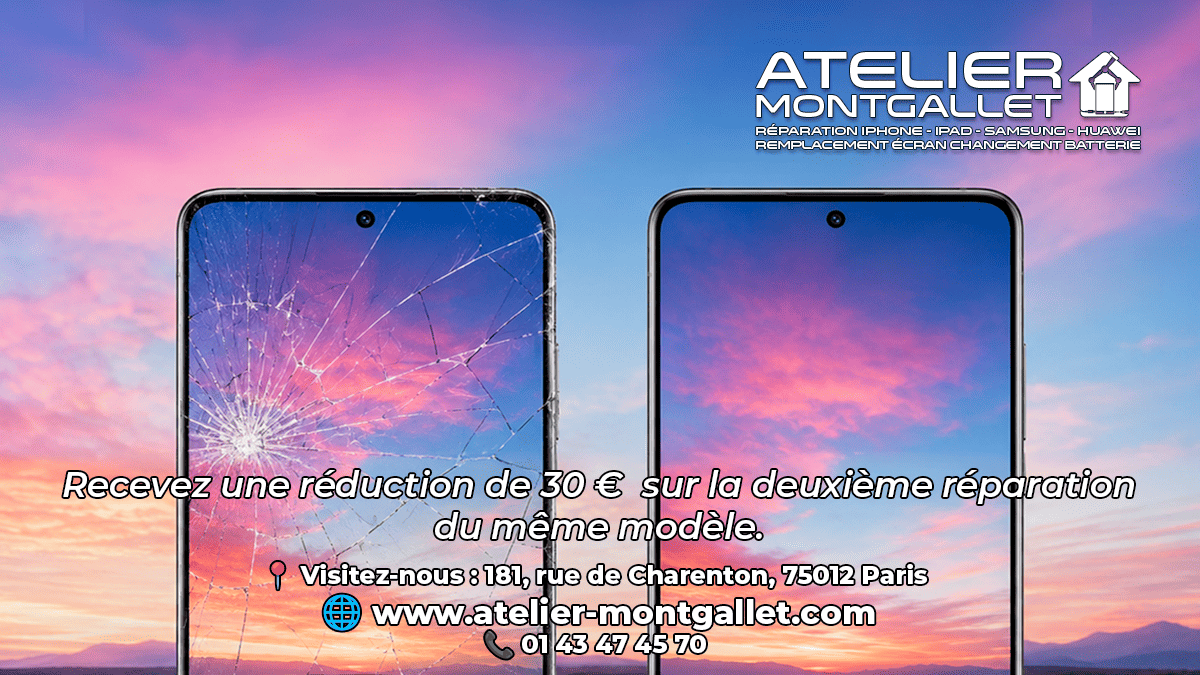 ATMontgallet's tweet photo. 📱 Écran Samsung fissuré ? Batterie fatiguée ?
Chez Atelier Montgallet nous réalisons la réparation #SamsungGalaxy: écran, batterie, vitre arrière, caméra
🎉 Offre : -30 € sur la 2e réparation du même modèle.
Bonus QualiRéPar cumulable
https://t.co/BFUuL8v1ca
#RéparationSamsung https://t.co/6LFd4NOUHk