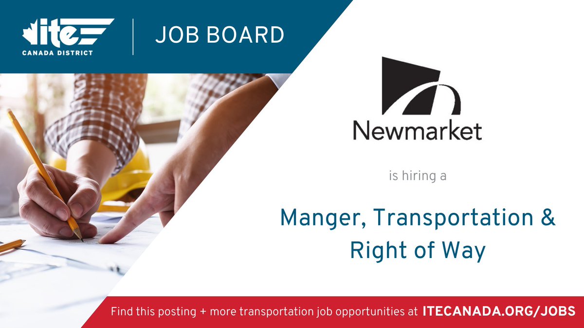 itecanada's tweet photo. Town of Newmarket is hiring a Manger, Transportation &amp; Right of Way. Find more info &amp; link to apply at ITE Canada's Job Board: https://t.co/Z9GGEvVc0o. https://t.co/VkhQ8NepkV